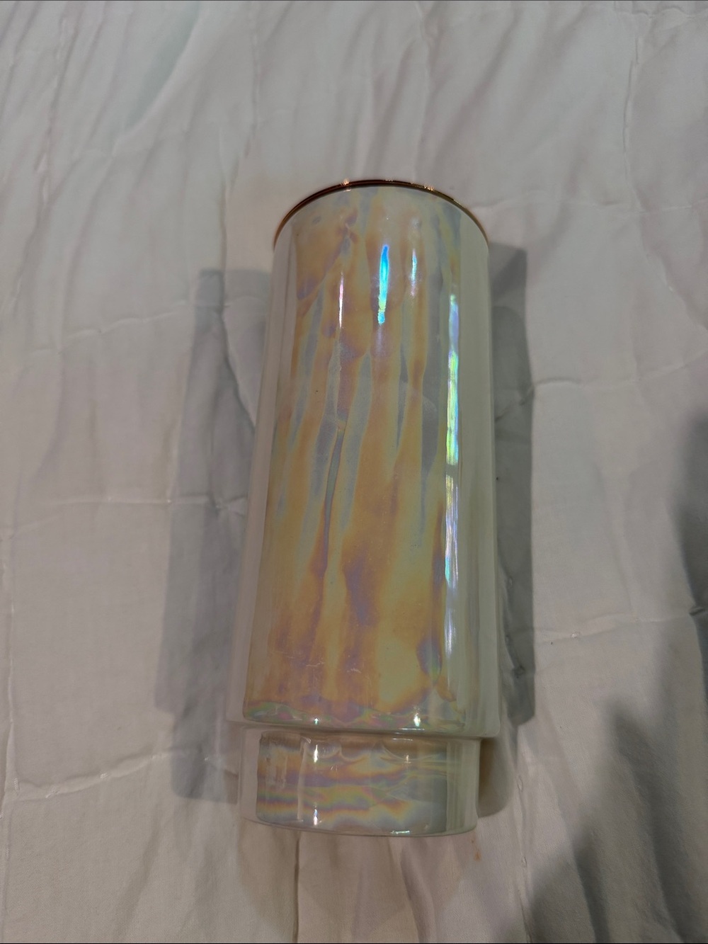 Iridescent Ceramic Cotton and Teak Candle